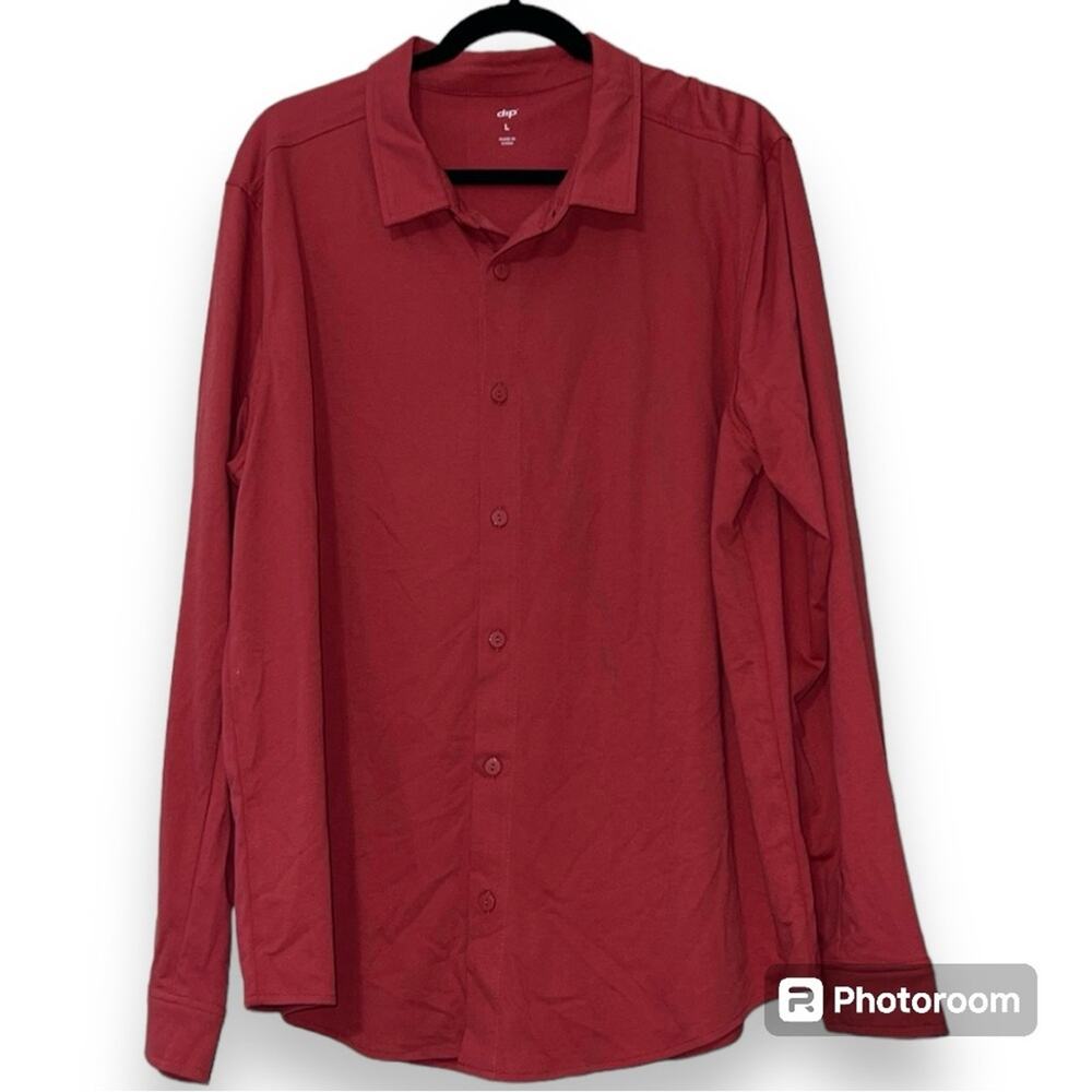 dip mens casual long sleeve button down coral rust orange red casual wear top